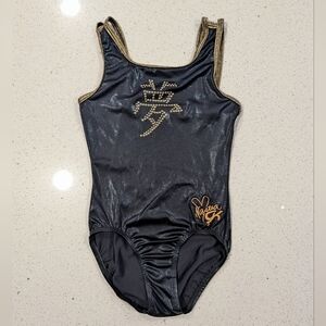 DREAM Nastia Liukin GK Elite Adult Small Gymnastics Dance Leotard Black BRONZE